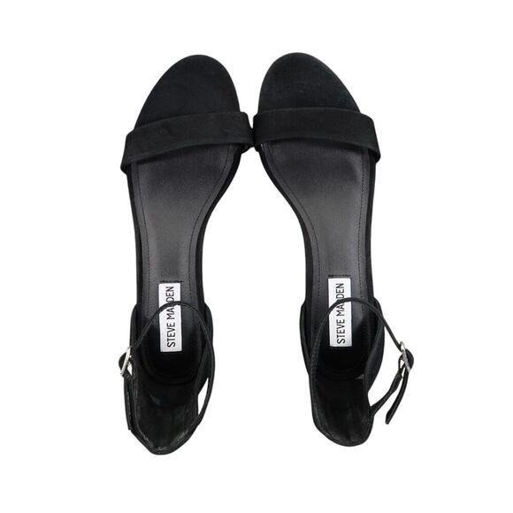 Steve Madden Shoes Womens 8 Sandal Dressy Block Heel Leather Black Ankle Strap - Picture 8 of 13